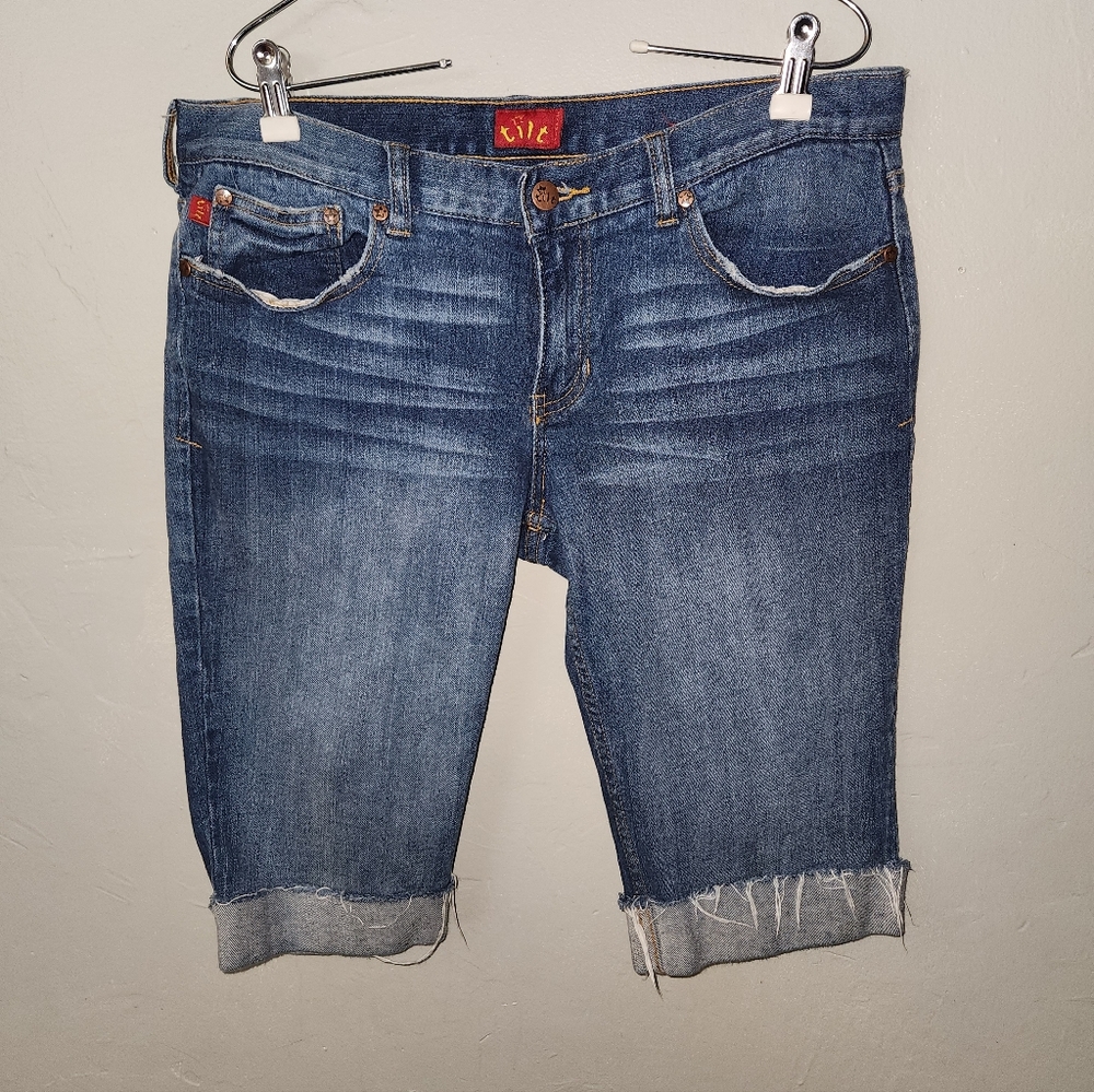 Vintage 1990s 2000s Mid Rise Blue Jean Burmuda Shorts by Tilt Y2k